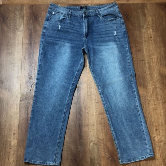 &EVERYTHING DENIM Men’s 40x32 Relaxed Blue Denim Jeans with Faded Details - Picture 1 of 5